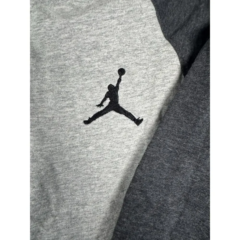 Jordan Long Sleeve Henley Shirt Gray Charcoal Raglan Men’s Size M